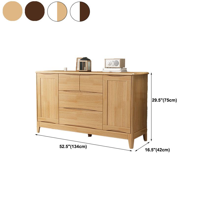 Contemporary Rubber Wood Storage Chest Horizontal Chest with Drawers