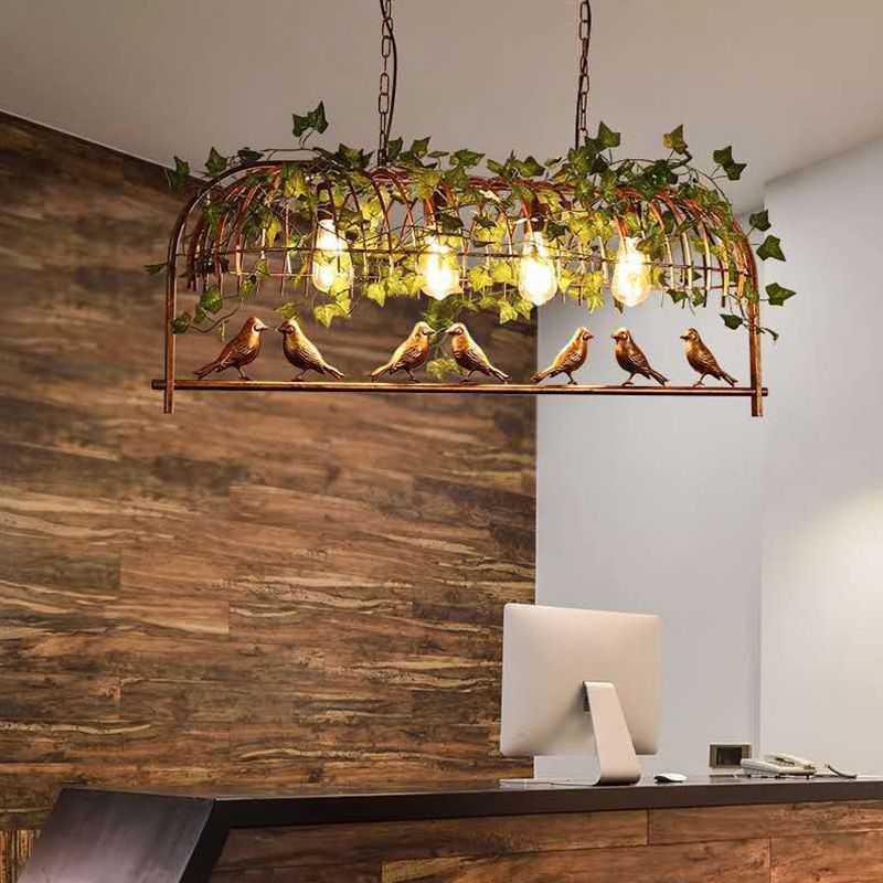 Multi - Light Iron Kitchen Island Pendant in Black / Antique Brass Ceiling Lighting