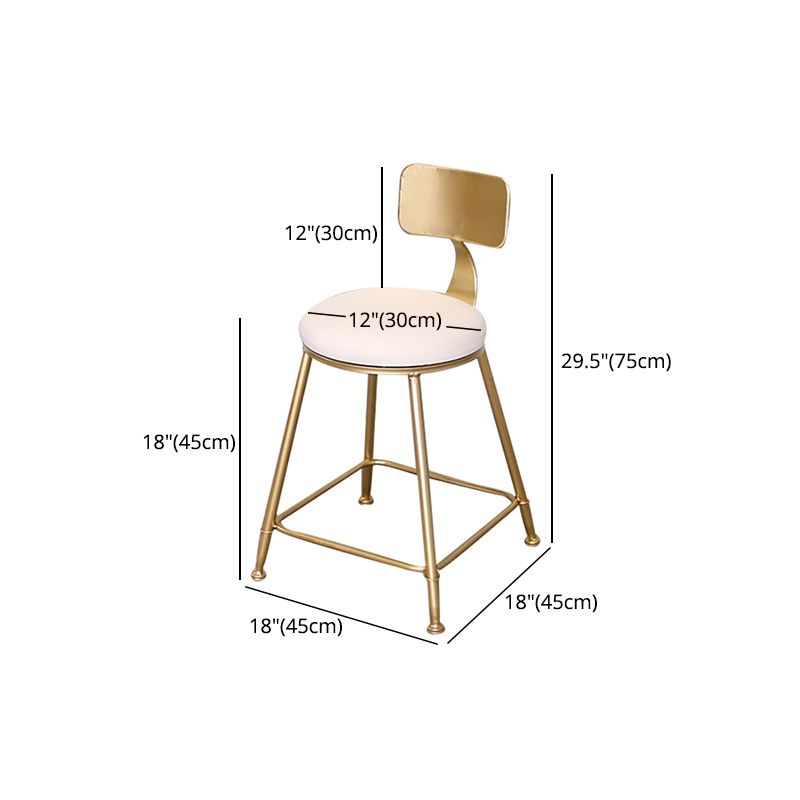 Glam Metal Bar and Counter Stool Low Back Stool with 4 Gold Legs