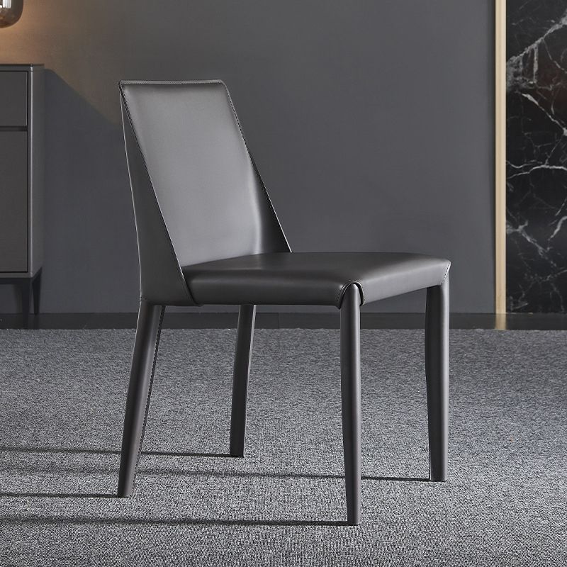 Industrial Faux Leather Dining Chairs Indoor-Outdoor Armless Chairs