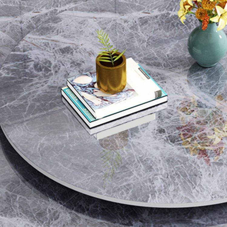 Round Stone Turntable Table Minimalist Furniture with Pedestal Base