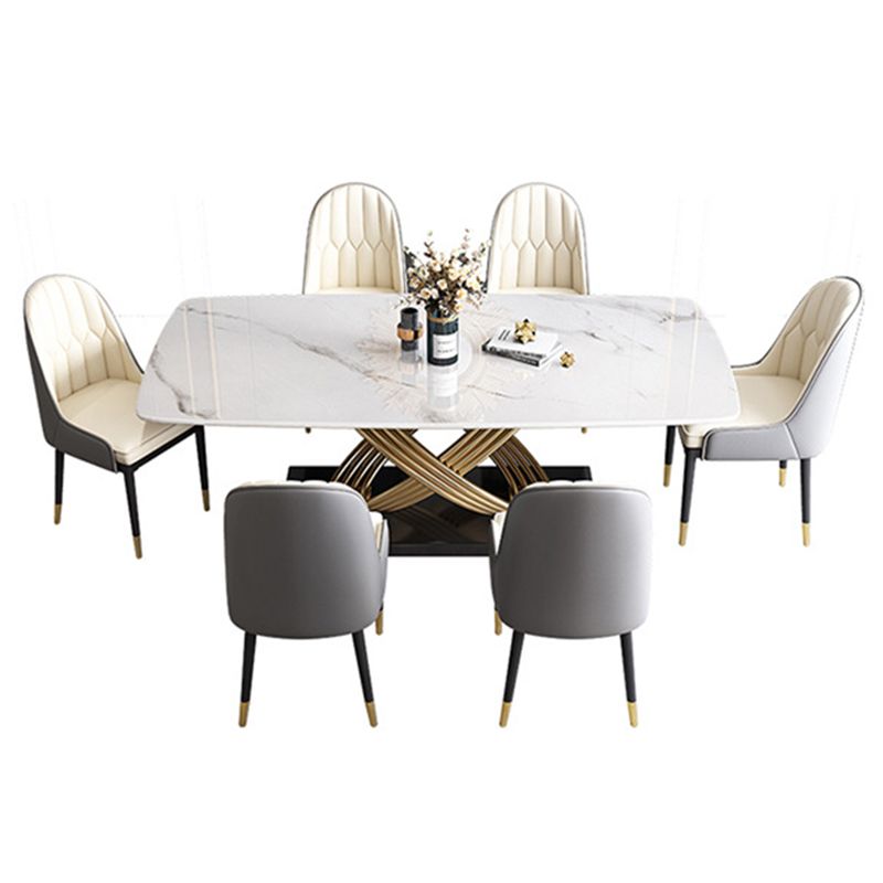 1/4/5/7 Pieces Rectangular Dining Set Luxurious Sintered Stone Top Dinette Table Set