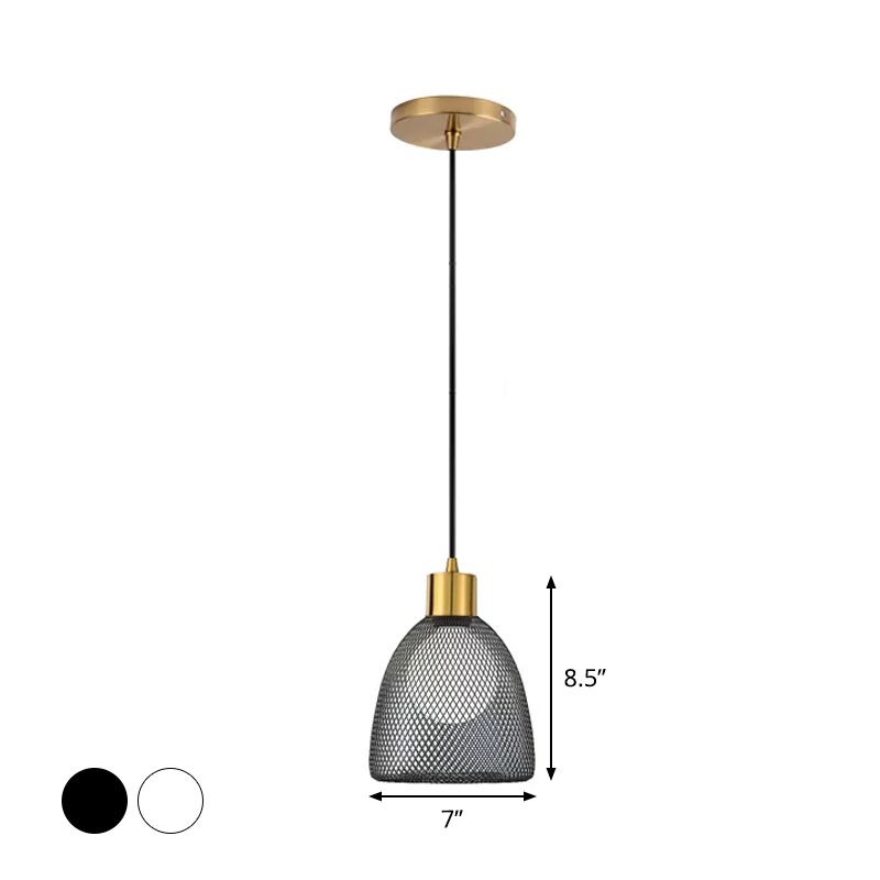 Metallic Bell Hanging Leuchte Moderne 1 Glühbirne Schwarz/Weiß -Anhängerbeleuchtung für Esszimmer