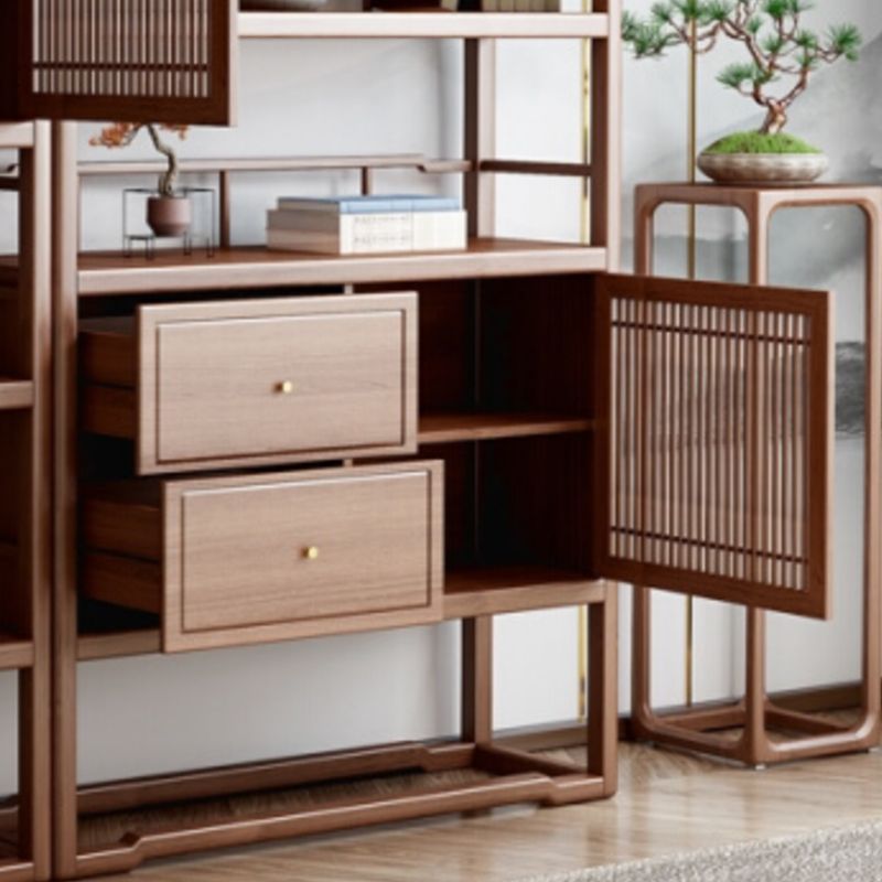 Standard Open Back Bookshelf Wooden Contemporary Bookcase with Doors