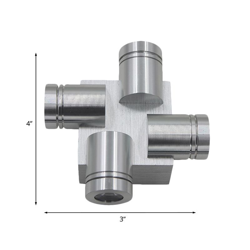 Lámpara de montaje de pared de aluminio cruzada Luz LED de plata contemporánea Luz en amarillo/rosa/azul