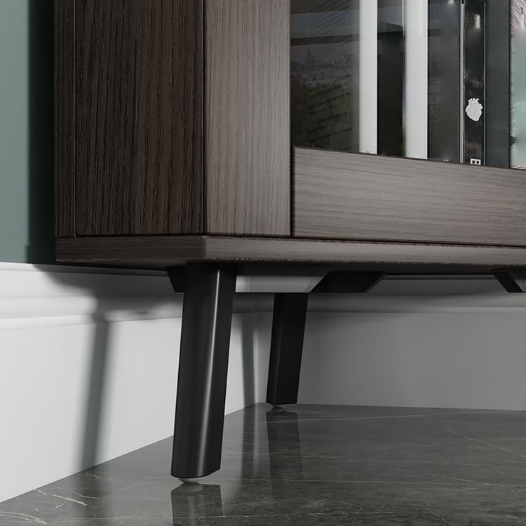 Modern Stone Buffet Sideboard 81"H Glass Doors Dining Room Buffet Server