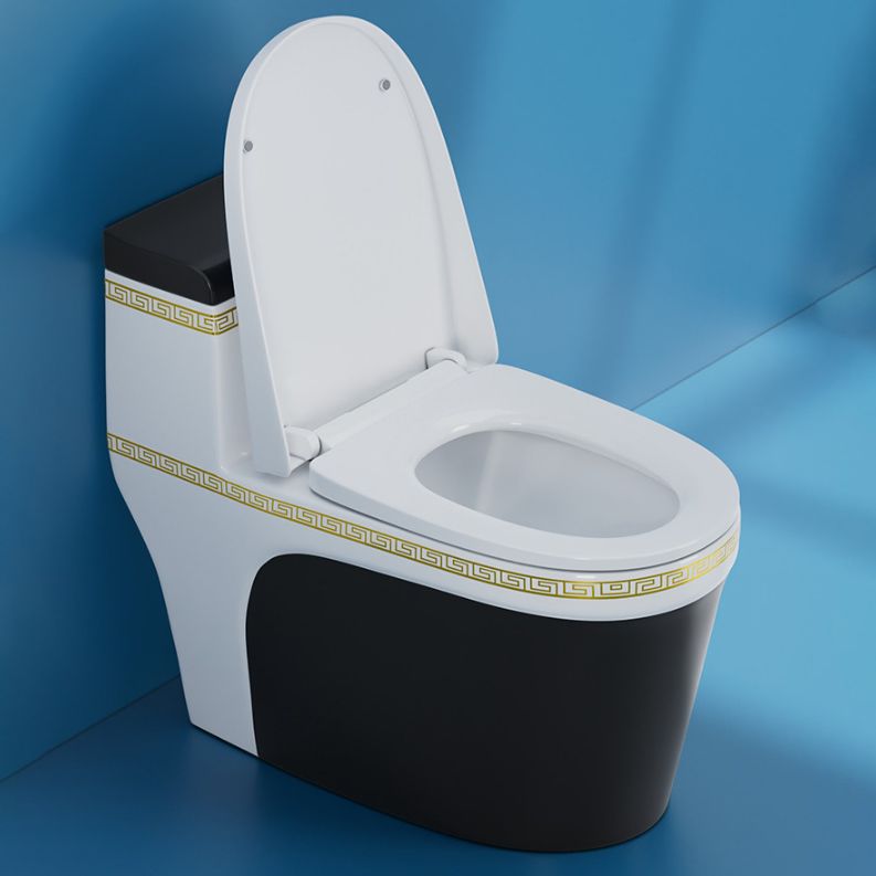 Traditional One Piece Toilet Floor Mounted Toilet Bowl with Slow Close Seat for Washroom