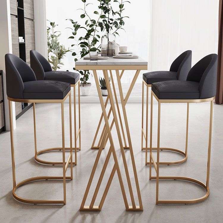 Luxurious Rectangular Pub Table Set 1/2/5 Pieces Artificial Marble Counter Table Set