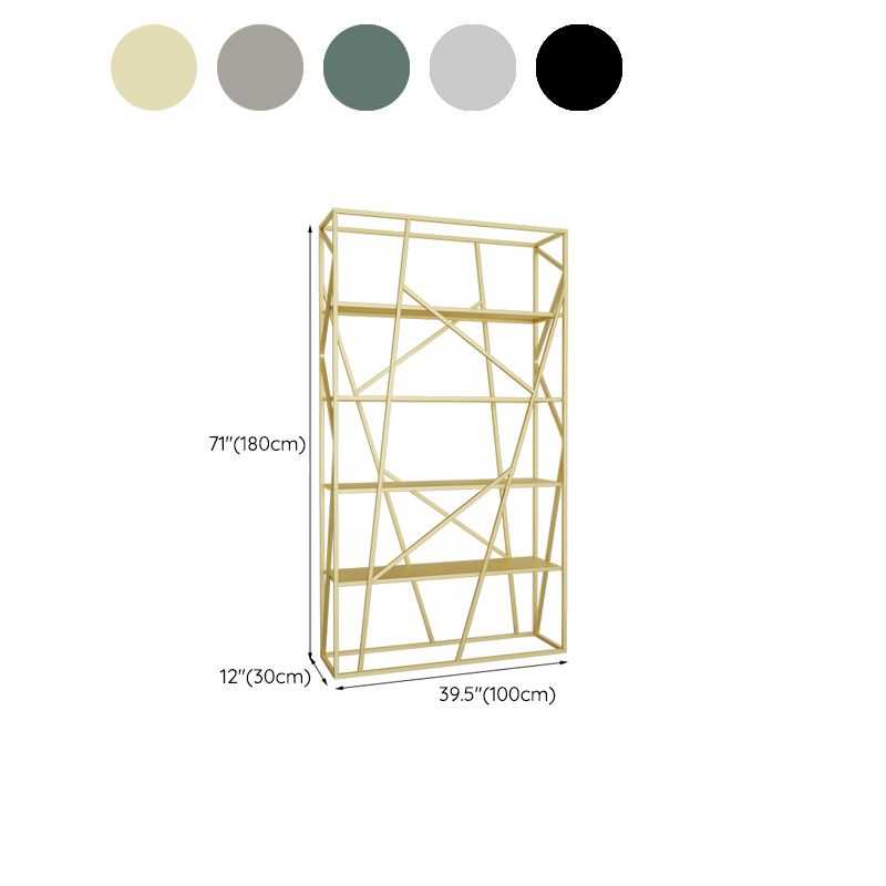 Metal Etagere Bookshelf Scandinavian Open Back Bookcase with Shelves