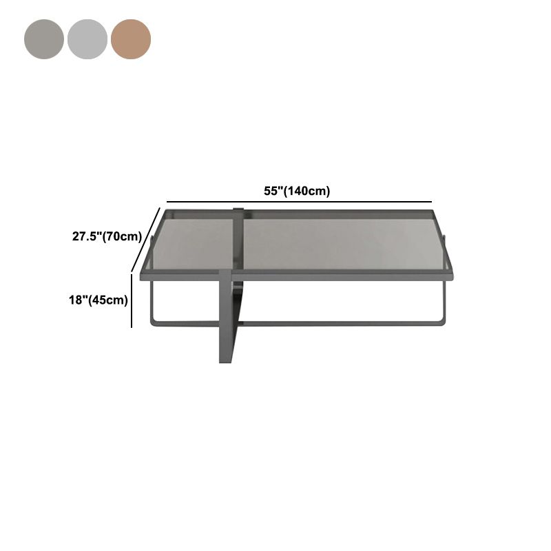 Contemporary Rectangle Glass Top Cocktail Table with Cross Base