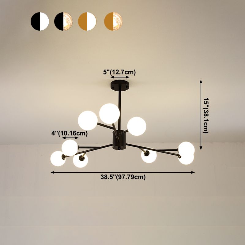 Modern Chandelier Light Fixtures Multi-Head Suspension Pendant Lamp with Glass Shade