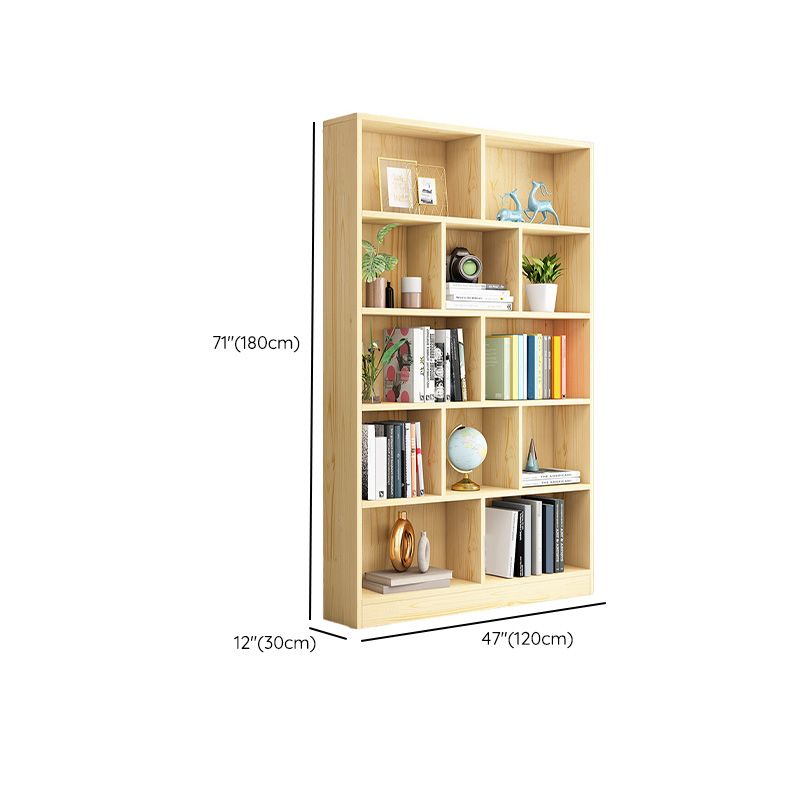 Scandinavian Solid Wood Cubby Storage Bookcase with Closed Back in Natural