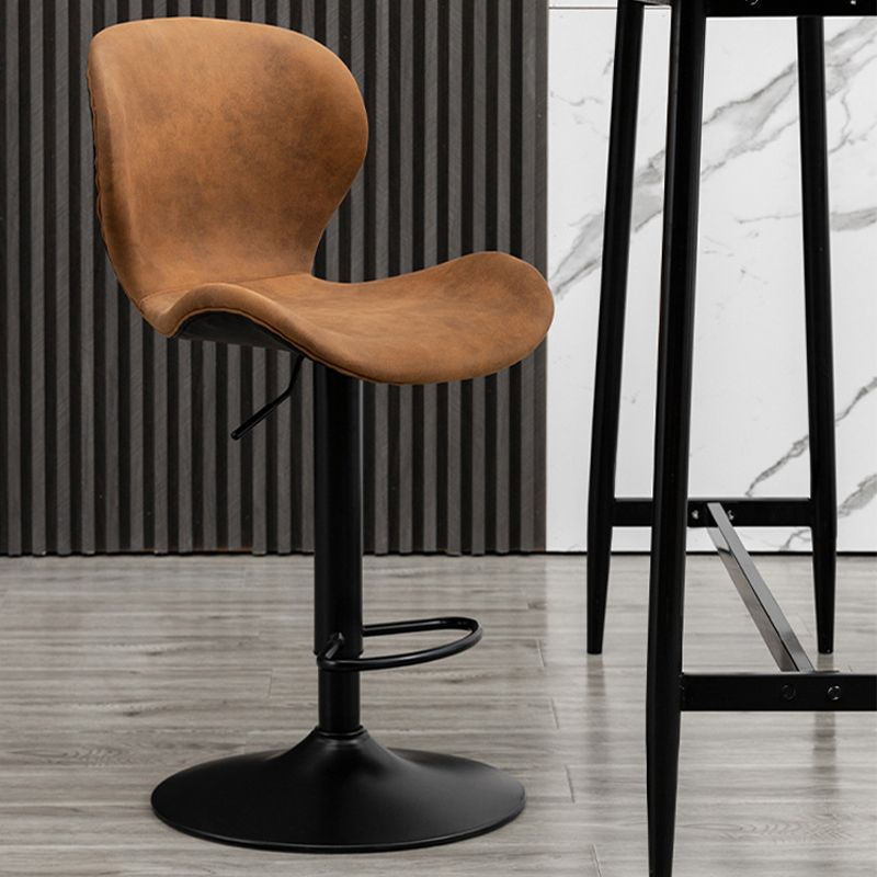 Scandinavian Metal Barstool Low Back Leather Barstools in Matte Finish for Indoor
