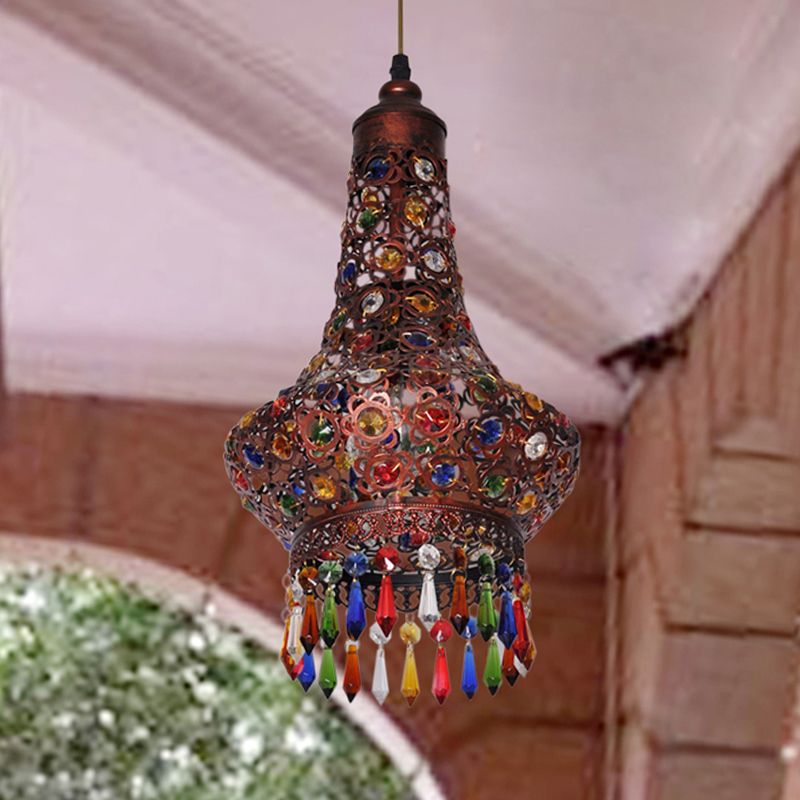 1 Bulbo Teardrop Light Light Light Vintage Copper Metal Suspended Lighting Secondo