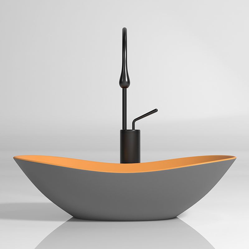 Oval Porcelain Vessel Sink Modern Style Vessel Lavatory Sink with No Craftsmanship