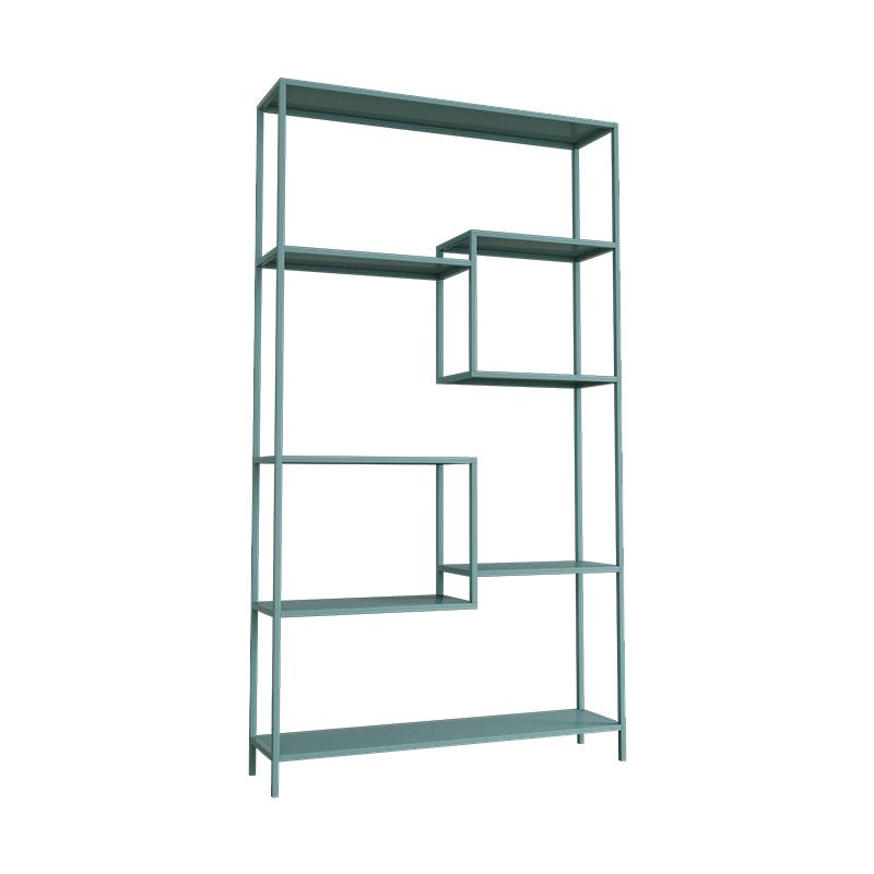 Vertical Metal Bookshelf Contemporary Open Back Bookcase with Shelves