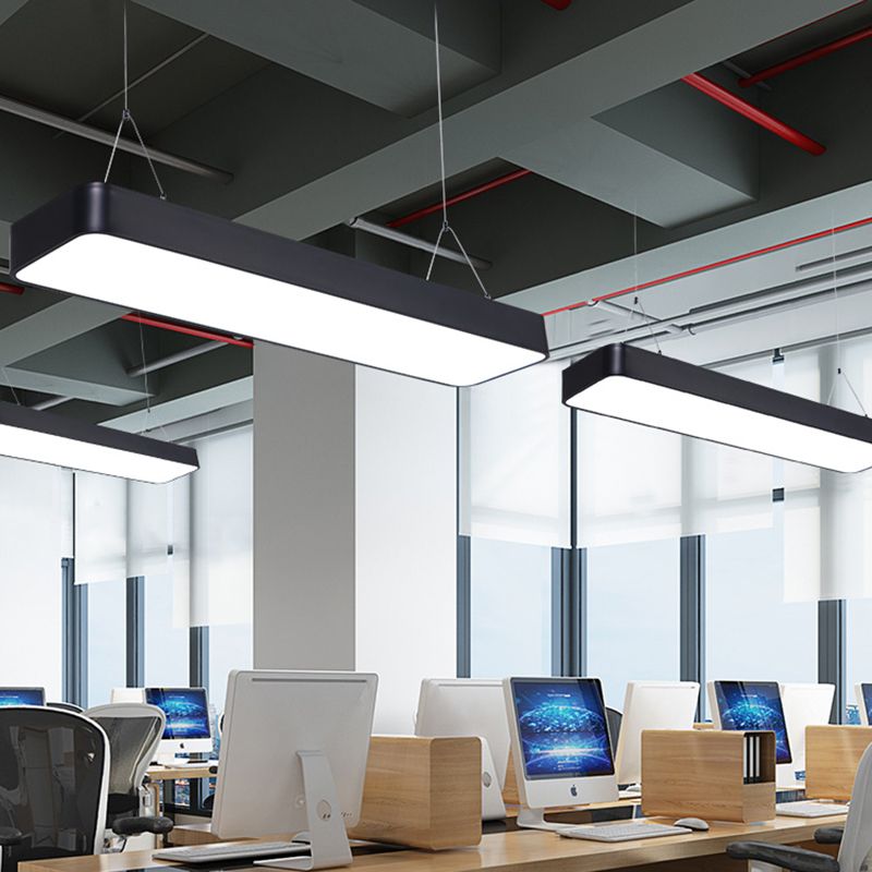 Einfache Rechteck -Anhänger Beleuchtung Metall Office LED Hängende Licht mit Acryldiffusor