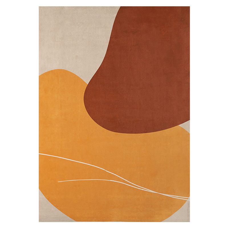 Apricot Tone Home Decoration Carpet Simplicity Color Block Printed Area Rug Polyester with Non-Slip Backing Rug