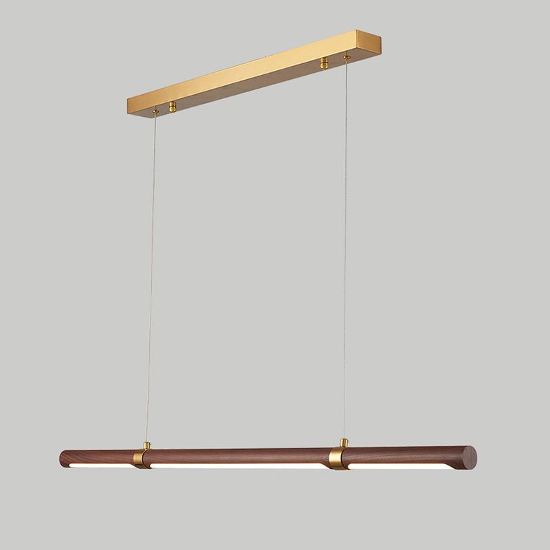 Linear Iron 1 - Light Kitchen Island Light in Walnut and Gold Finish LED Ceiling Pendant