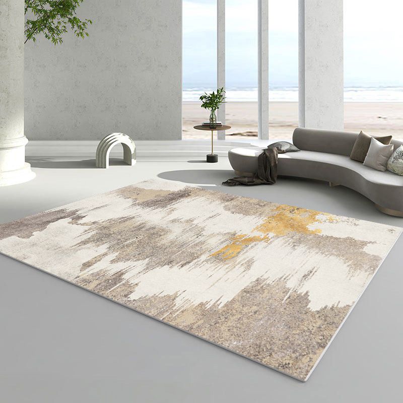 Grey Modern Area Carpet Tie-Dye Pattern Polyester Area Rug Easy Care Rug for Living Room