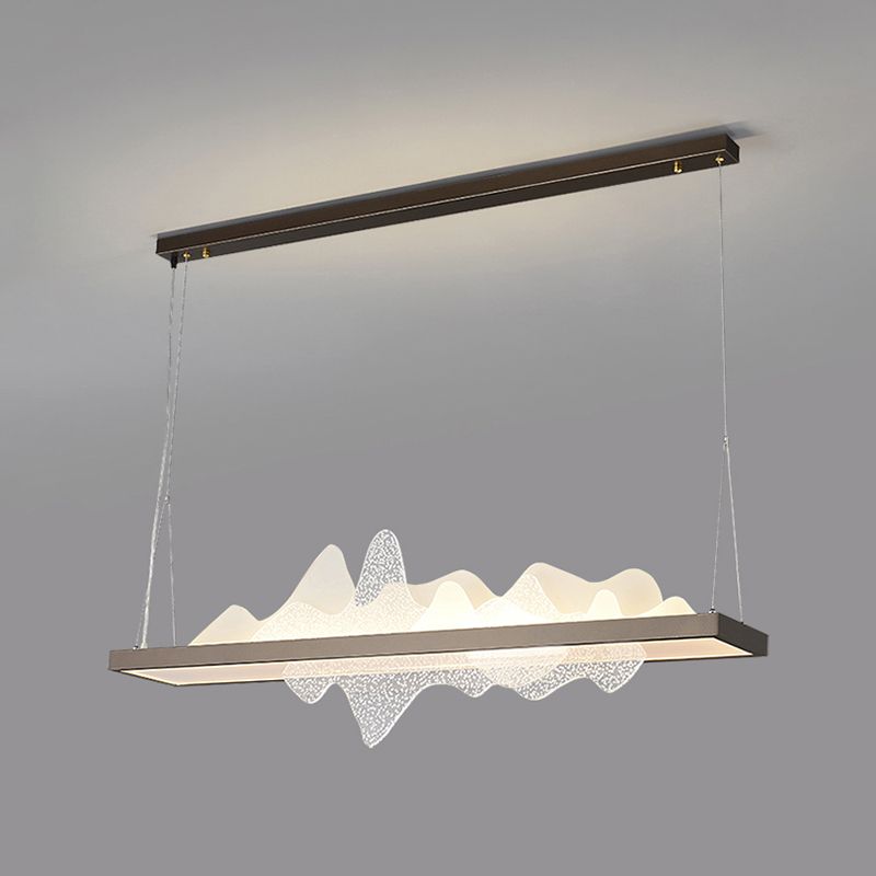 Black Metal Island Lightsing Lámpara de colgantes LED de restaurante moderno con sombra acrílica