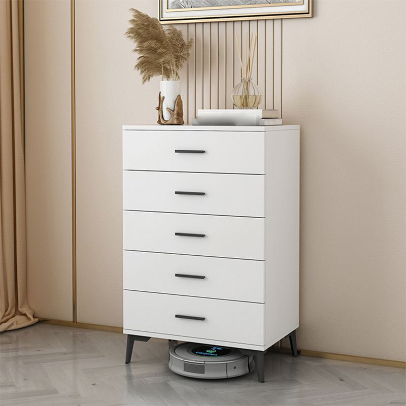 Wooden White  Accent Cabinet Modern Chest with 5 Drawers Modern