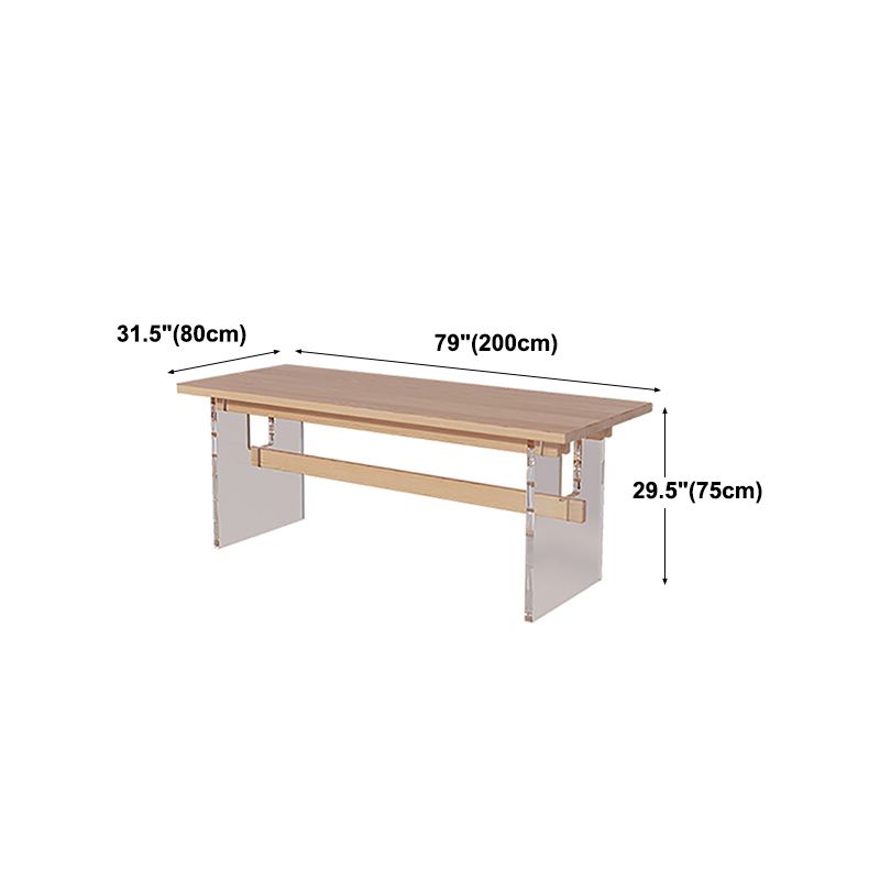 Solid Wood and Acrylic Dinette Table Modern Rectangle Dinner Table Kitchen Home