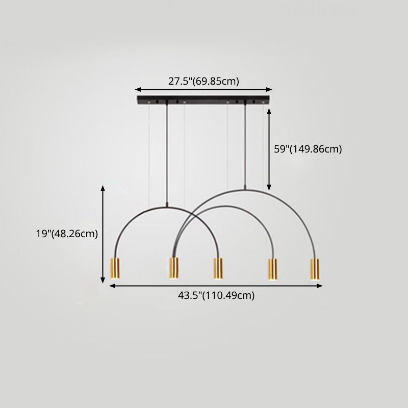 5 Light Kitchen Island Pendant Linear Chandelier Contemporary Island Lighting