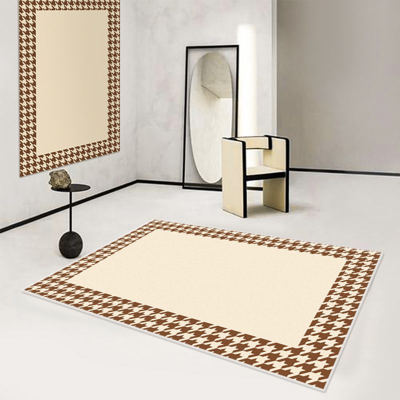 Modern Houndstooth Pattern Rug Polyester Area Rug Non-Slip Backing Carpet for Living Room
