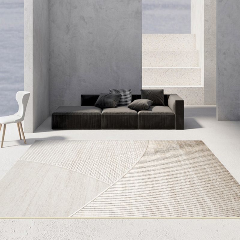 Grey Modern Rug Polyester Stripe Indoor Rug Stain Resistant Carpet for Home Decoration