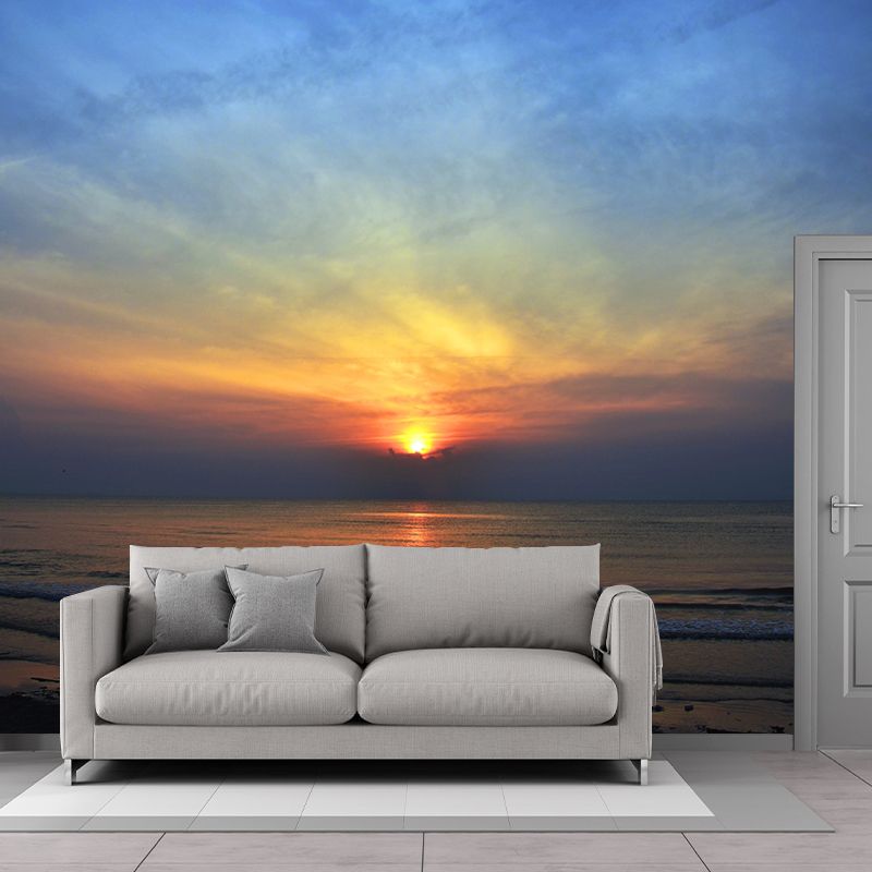 Beach Simple Mural Wallpaper for Living Room Wall Covering in Soft Color