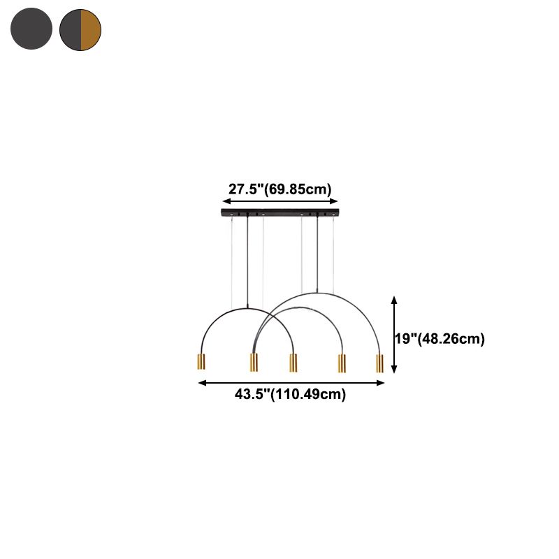 Metal Cylindrical Shade Island Pendant Modern Style Multi Light Island Lighting