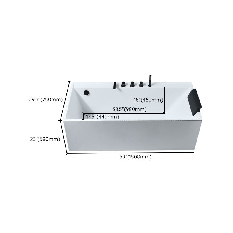 Modern Rectangular Bathtub White Soaking Acrylic Freestanding Bath