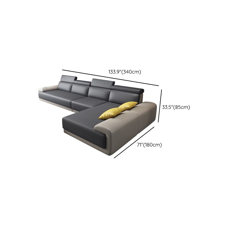 33.46 " H Faux Leather Recessed Arm Sofa & Chaise for Living Room