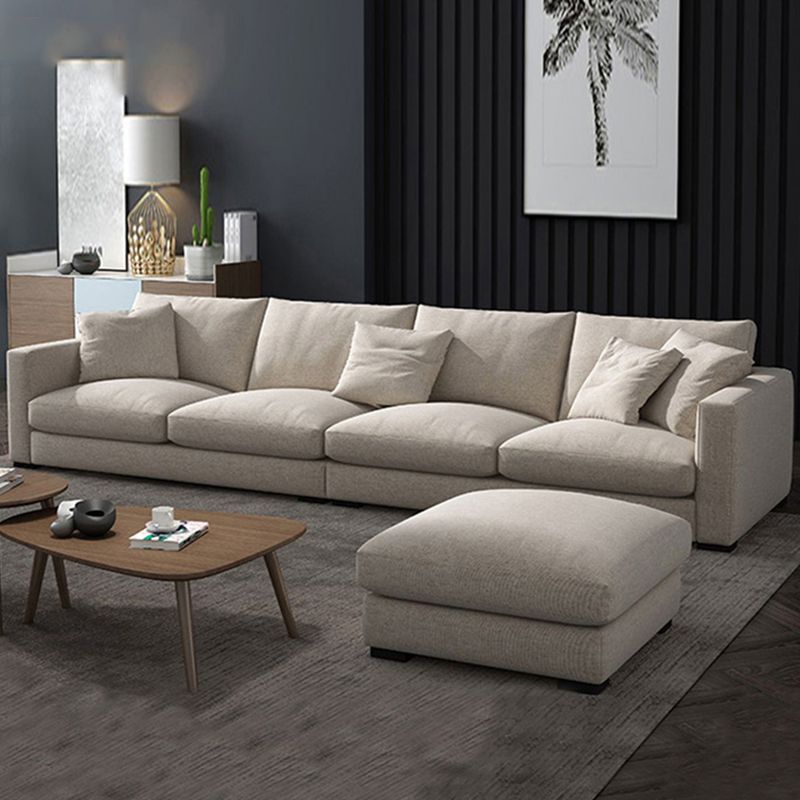 Standard Square Arm Sofa with Pillows Seating in Beige for Apartment