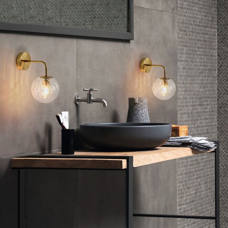 Single Modernism Golden Finish Glass Shade Unique Bathroom Vanity Light