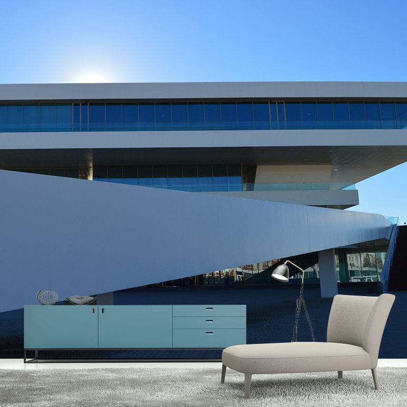 Urban Building Mural Wallpaper Water Resistant Wall Covering for Meeting Room