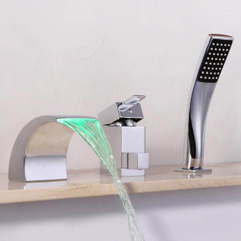 Waterfall Spout Bathroom Faucet Lever Handle Sink Faucet with Shower Head