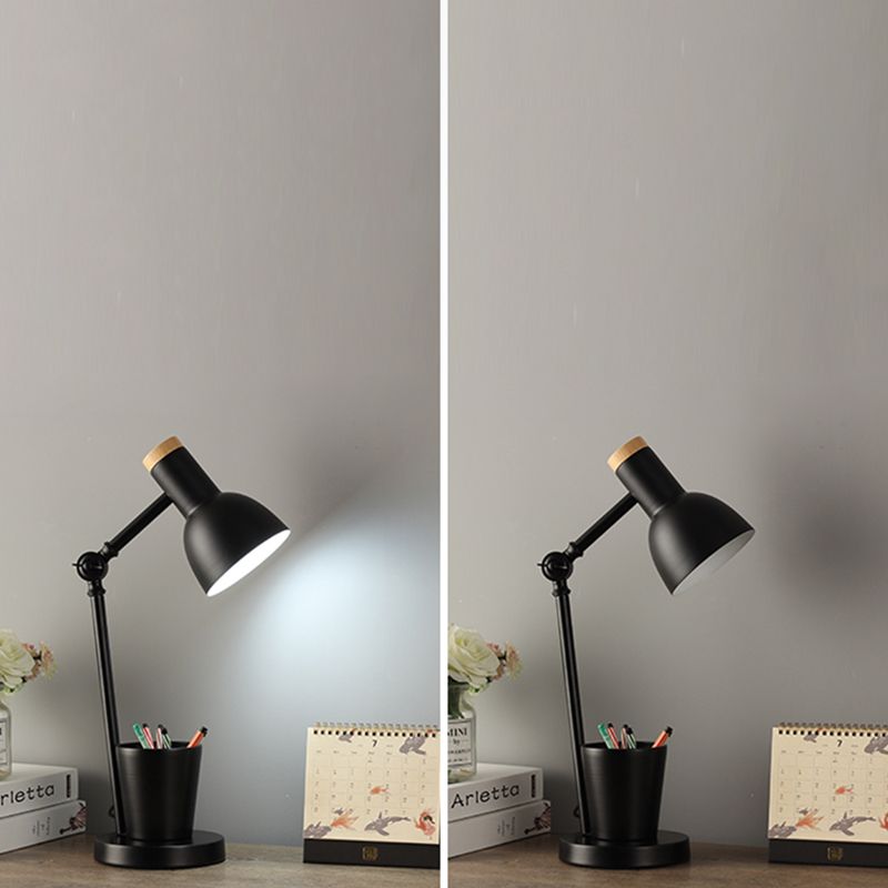 Lampada da scrivania per sala studio con braccio oscillante Lampada da lettura in stile Macaron a 1 testa in metallo con portapenne
