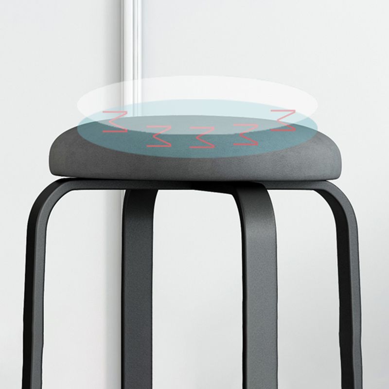 Footstool Ottoman Upholstered Metal Frame Fabric Modern Solid Round Ottoman