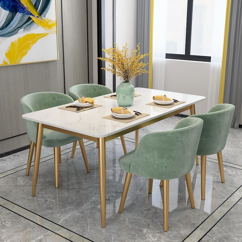 Iron and Stone Table Glam Style Home Rectangular Dining Table