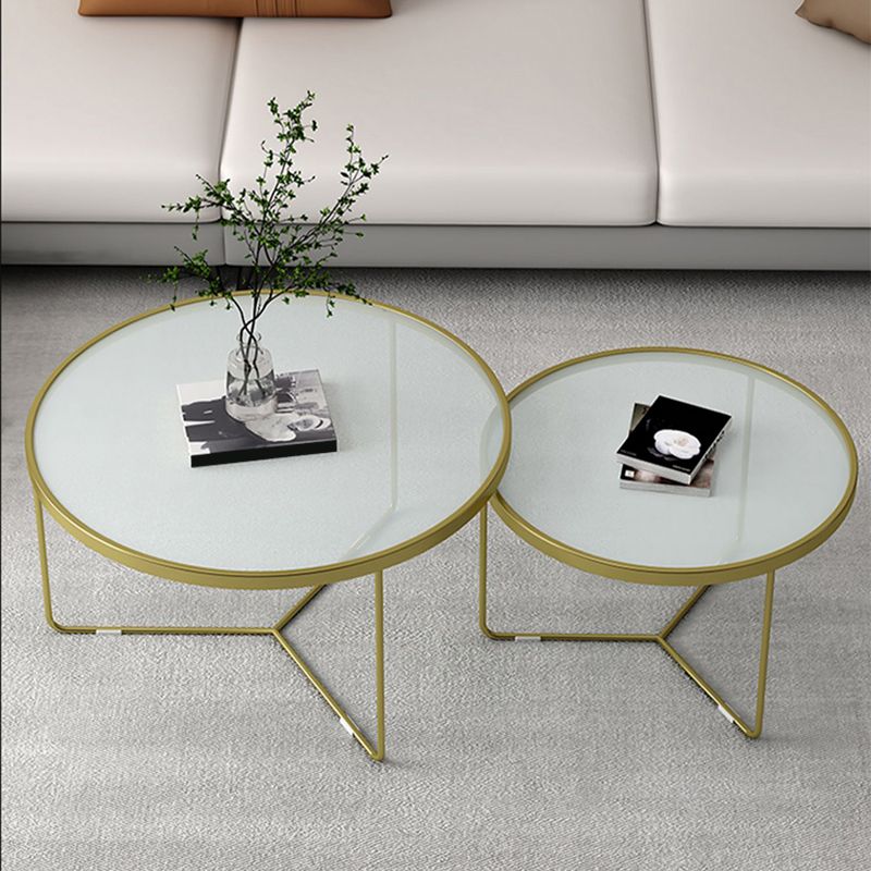Modern Round Coffee Table Glass Top Nesting Coffee Table Set