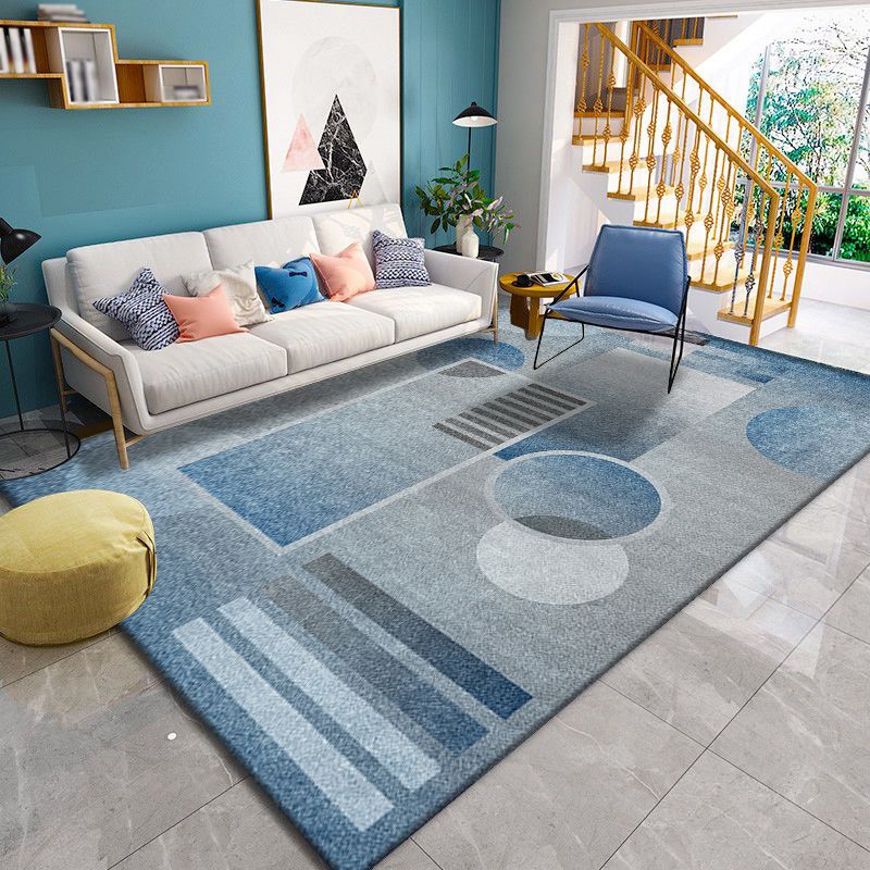 Simple Graphic Printed Carpet Polyester Indoor Rug Non-Slip Backing Rug for Home Decoration