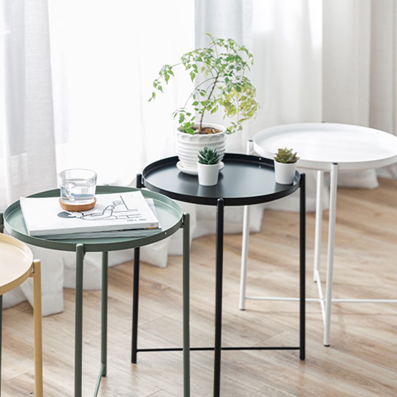 Scandinavian Living Room Round Sofa Side Table Metal Tray Top End Table