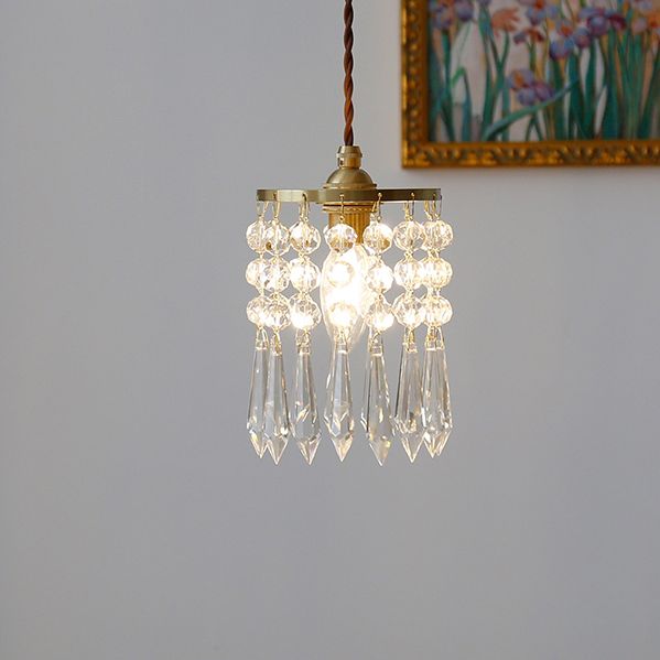 Clear Cylinder Suspension Pendant Light Modern Style Crystal Ceiling Suspension Lamp