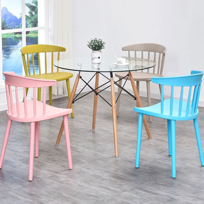 Contemporary Kitchen Dining Chair Plastic Slat Back Side Chair