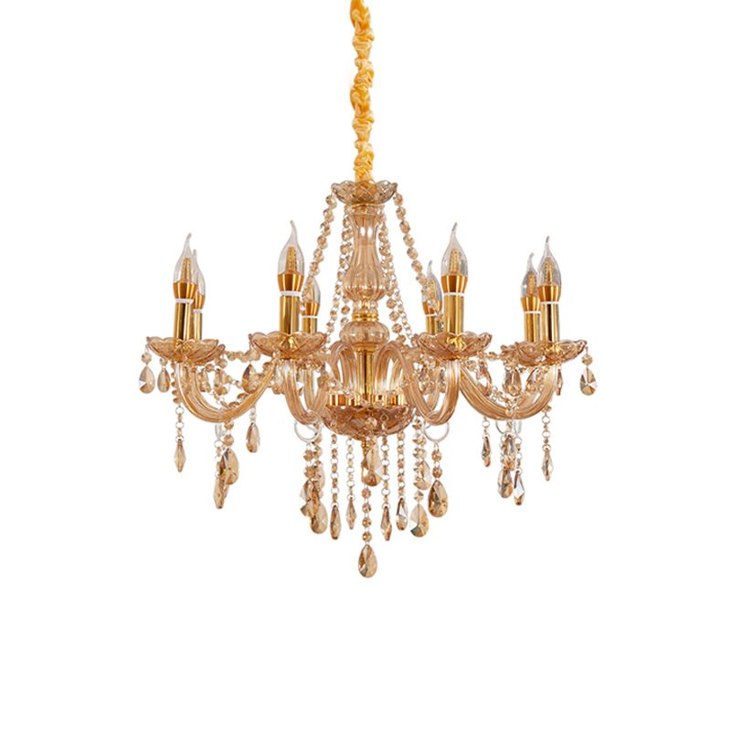 Candlestick Chandelier Light Fixture Victorian Crystal Hanging Chandelier for Living Room