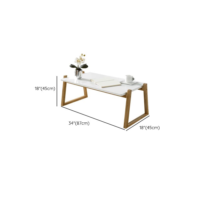 Contemporary Rectangle Top Coffee Table Wooden Sled Cocktail Table