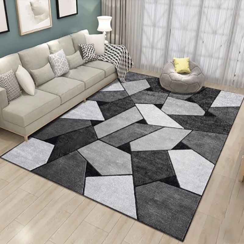 White Modern Rug Polyester Pattern Rug Stain Resistant Rug for Home Decor