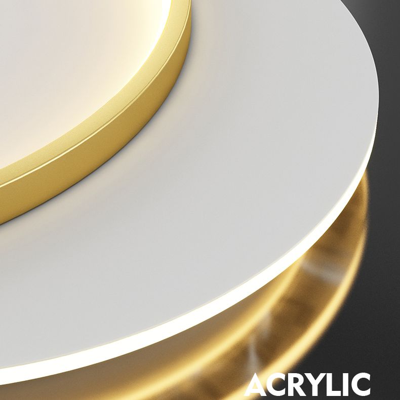 Modern Creative Circular LED Ceiling Light Wrought Iron Feather Flush Mount with Acrylic Shade